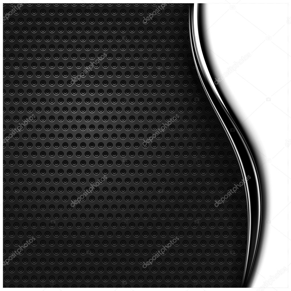 Metal perforated seamless texture. White and black dotted surface background with dark chrome metal strip.