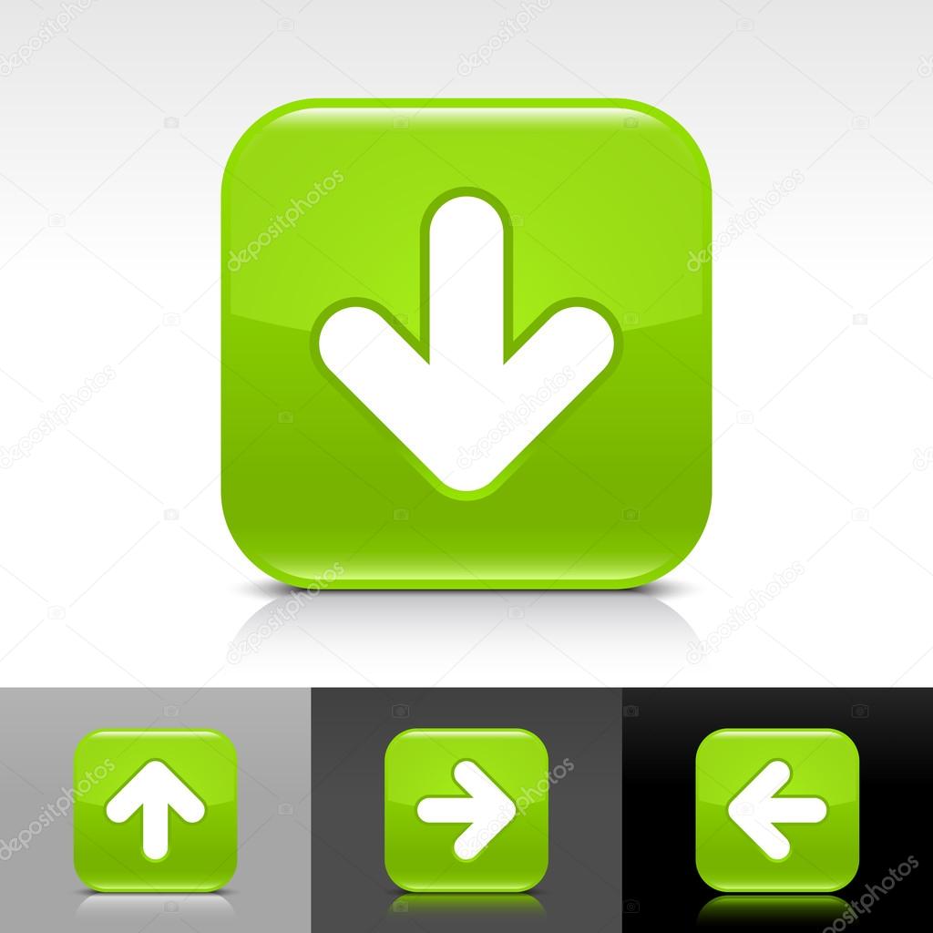 Green glossy web button with white arrow sign