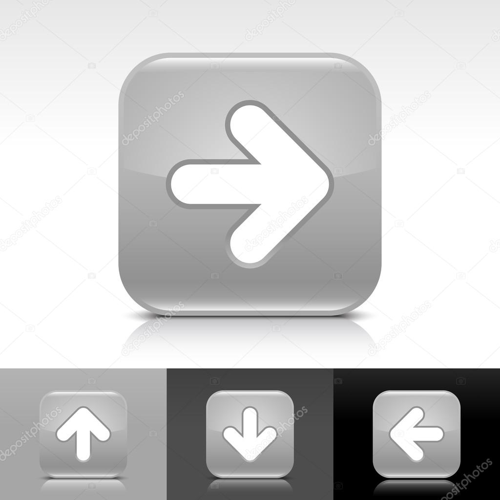 Gray glossy web button with white arrow sign