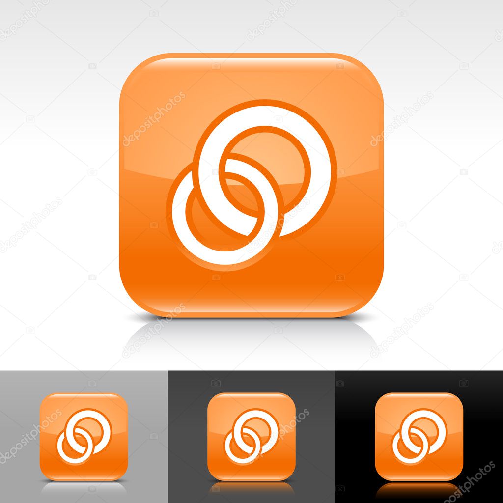 Orange glossy web internet button with white circles icon web sign