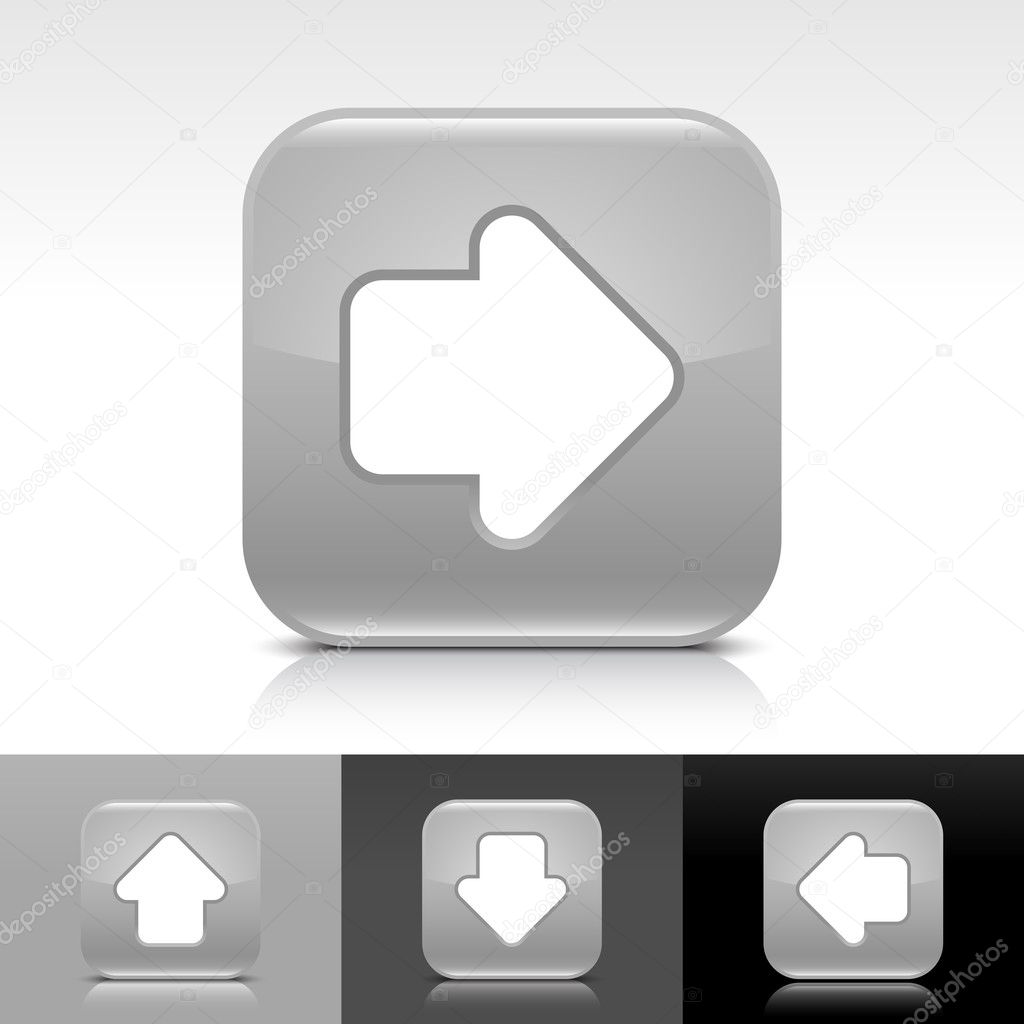 Gray glossy web button with white arrow sign