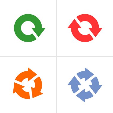 4 ok piktogram yenileme yeniden dönme döngü işareti seti