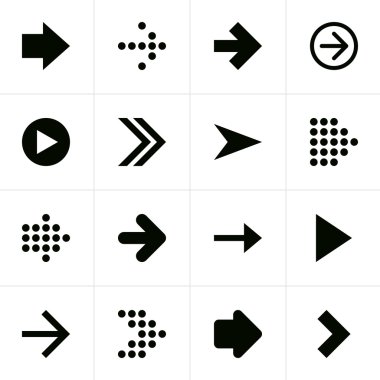 16 arrow sign pictogram set clipart