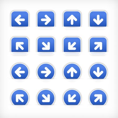 Mavi işareti oku etiket üzerine kesilmiş kağıt cep