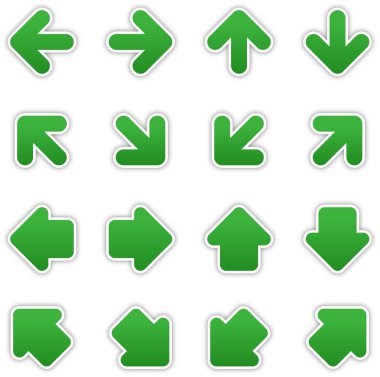 Dark green arrow sign sticker web button clipart