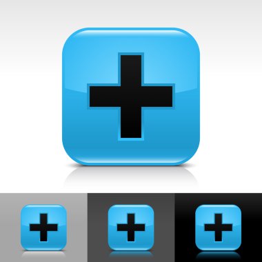 siyah mavi parlak web düğme ekleme işareti