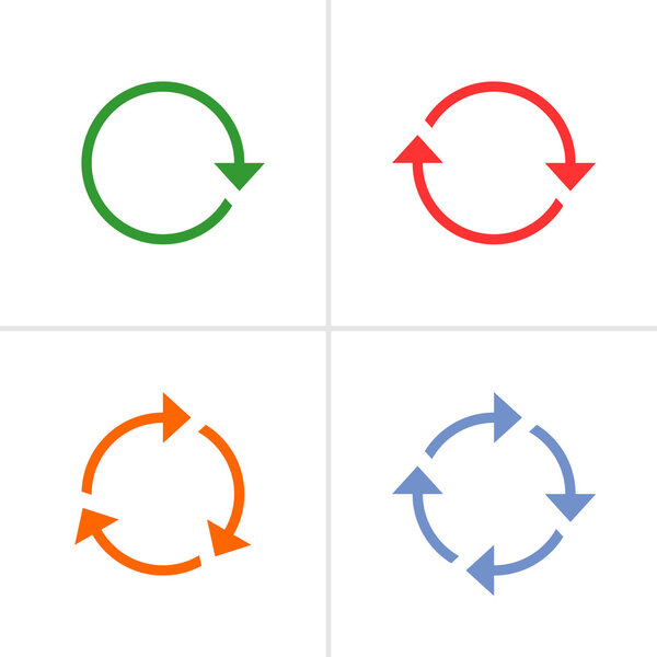 4 arrow pictogram refresh reload rotation loop sign set