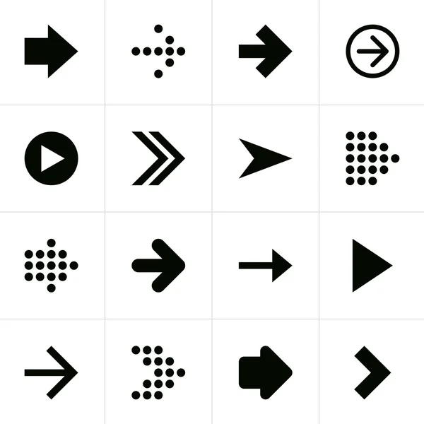 16 pijl teken pictogram set — Stockvector