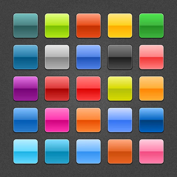 25 colored blank square web 2.0 button — 스톡 벡터