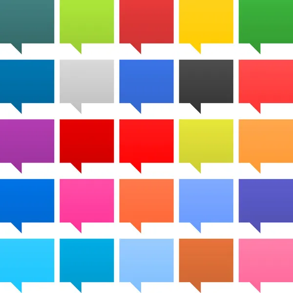 25 речи пузырь подписать иконку веб. Пустые кнопки окрашены в популярные цвета. квадратная форма на белом фоне. Современный современный простой стиль. Эта векторная иллюстрация элемента интернет-дизайна в 8 eps — стоковый вектор