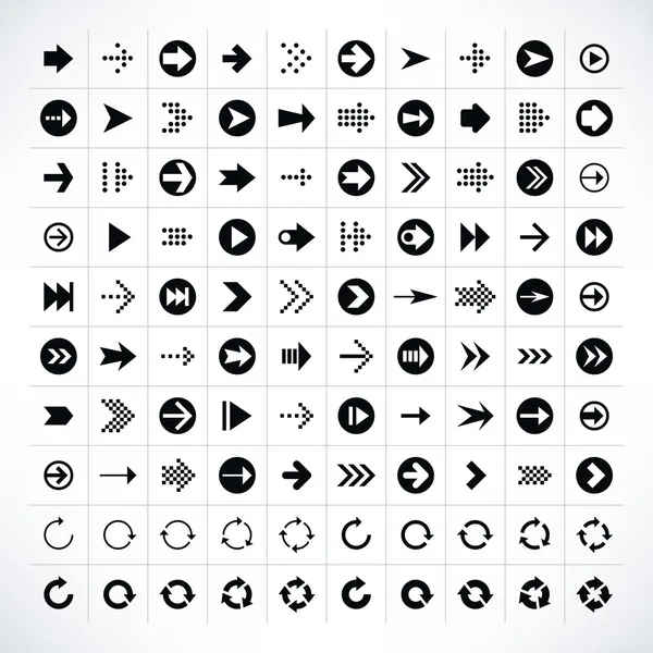 100 flecha icono de signo conjunto — Vector de stock