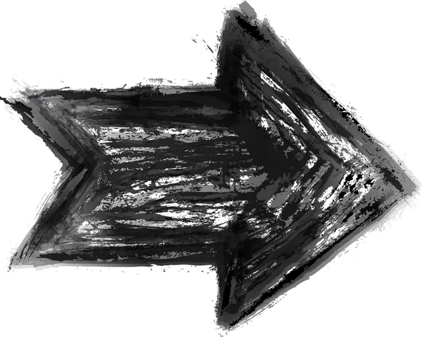 Černá šipka izolovaných na bílém pozadí. inkoust skica vytvořil malování tahu štětce v akvarel ruční techniky. Tento vektorový obrázek Klipart design prvek 10 eps — Stockový vektor