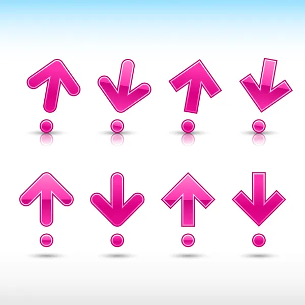Signe de flèche Magenta en forme de point d'exclamation — Image vectorielle