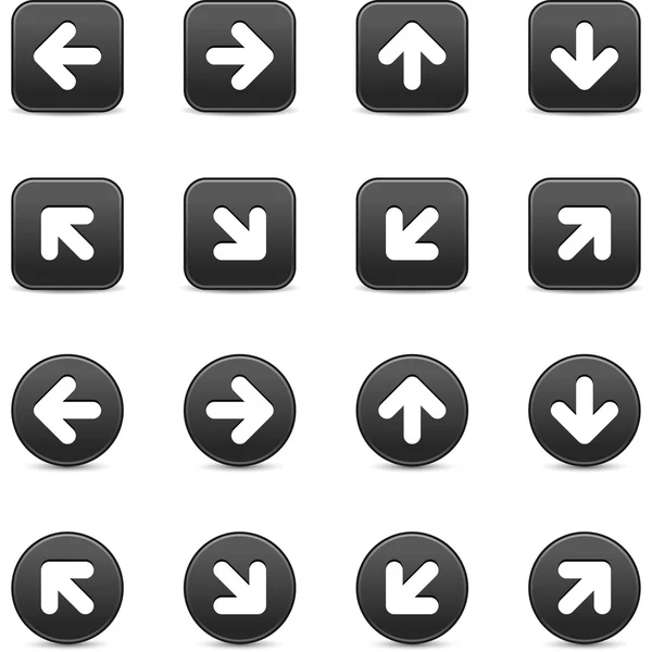 Dark gray web button with white arrow sign. Round and square icon with shadow on white background. This vector illustration saved in 8 eps — Stock Vector