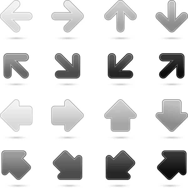 灰度箭头标志 web 互联网按钮与在白色背景上的阴影。保存在 8 eps 矢量图 — 图库矢量图片