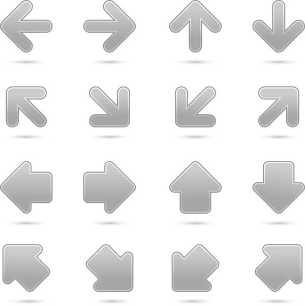 Gray arrow icon web button with gray shadow on white background. This vector illustration created and saved in 8 eps — 스톡 벡터