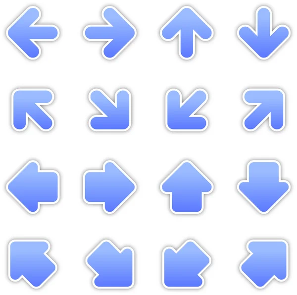 Μπλε βέλος κουμπί web αυτοκόλλητο σημαδιών — Διανυσματικό Αρχείο