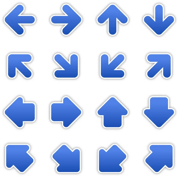 Βαθύ μπλε βέλος κουμπί web αυτοκόλλητο σημαδιών — Διανυσματικό Αρχείο