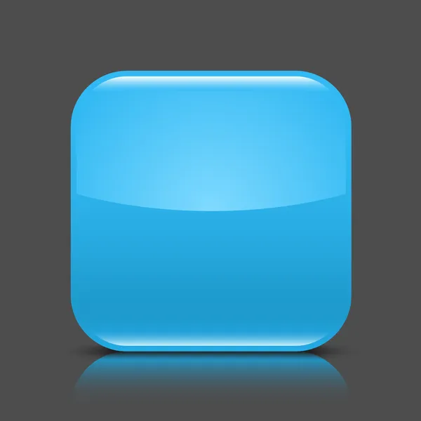 Blue glossy blank web button. Rounded square shape icon with black shadow and colored reflection on dark gray background. This vector illustration created and saved in 8 eps — 스톡 벡터