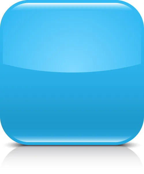 Lśniący niebieski przycisk puste internet. zaokrąglony kształt kwadratowy ikona z cień czarny i szary odbicie na białym tle. Ta ilustracja wektorowa utworzony i zapisany w 8 eps — Wektor stockowy