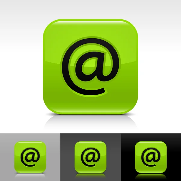 Bouton web vert brillant avec signe noir . — Image vectorielle