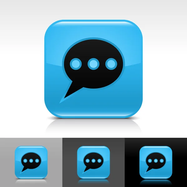 Blue glossy web button with black chat room sign. — Stock Vector