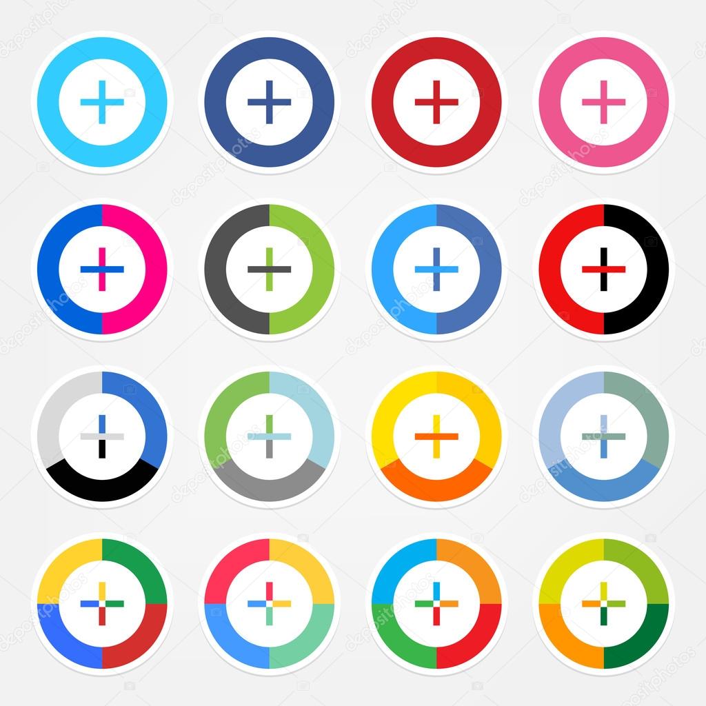 Simple popular social networks icon with plus sign