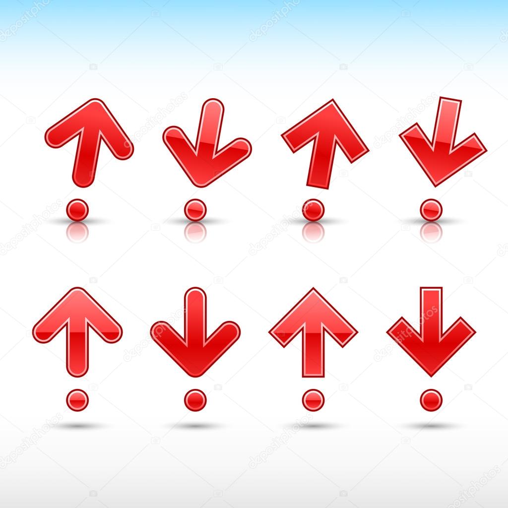 Red arrow sign in form of exclamation mark
