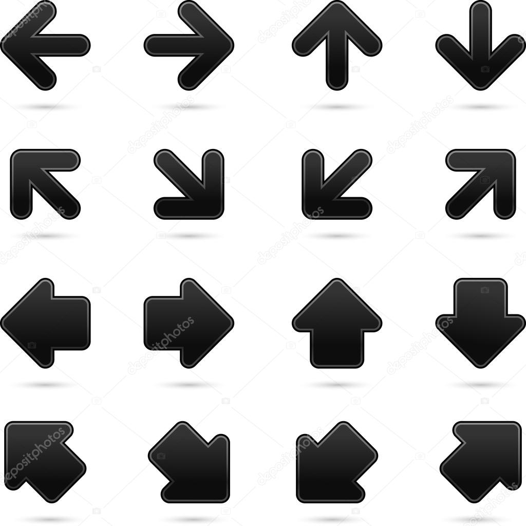 Black arrow sign web internet button with shadow on white background. This vector illustration saved in 8 eps