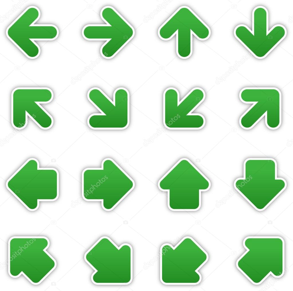 Dark green arrow sign sticker web button