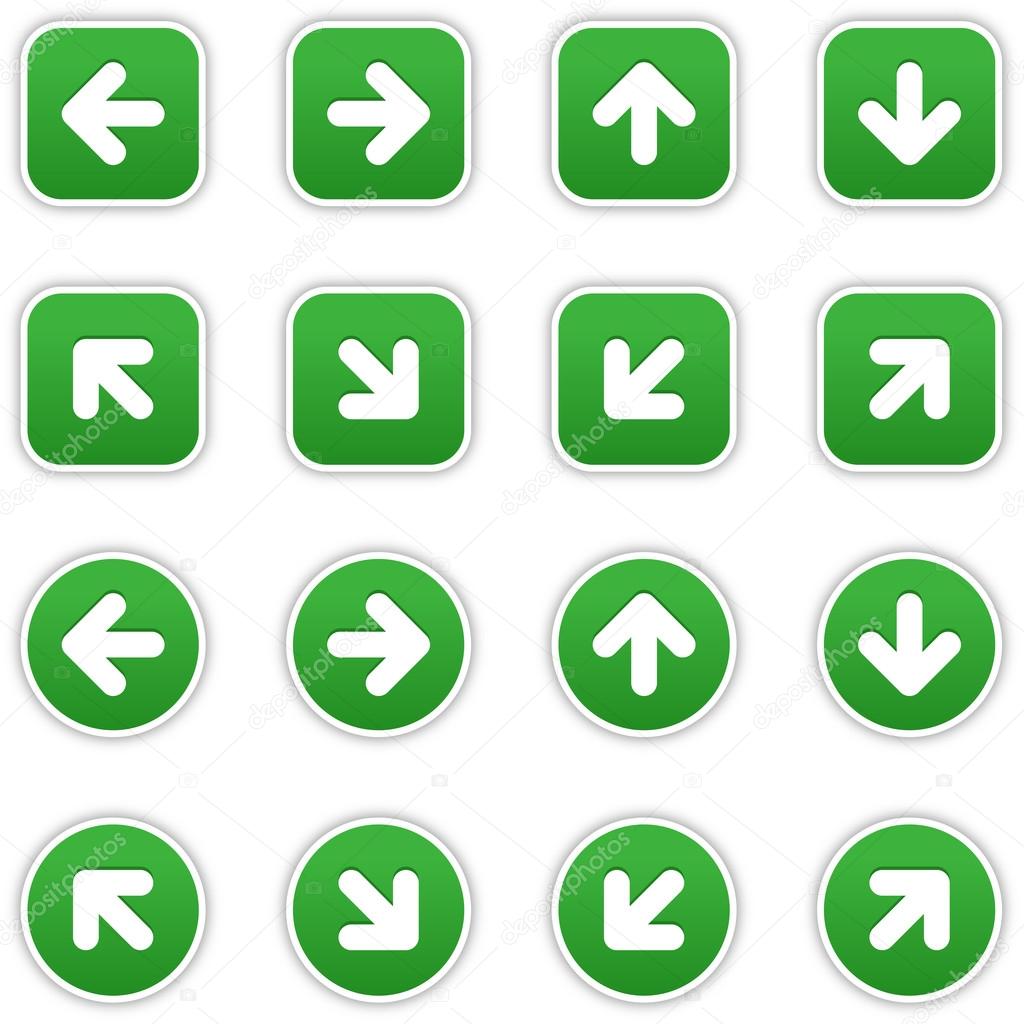 Green stickers with arrow sign