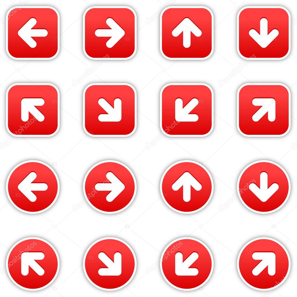 Red stickers with arrow sign