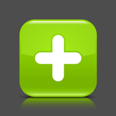 Ekleme işareti ile yeşil parlak web düğmesi