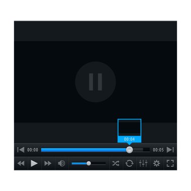 Media player UI arabirimi ile video yükleme bar ve ek film düğme. 02 - mavi renk varyasyonu. modern, klasik, karanlık tarzı. 10 eps kaydedilen bu vektör çizim tasarım öğesi