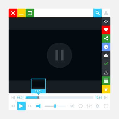 medya oyuncu arayüzü ile video yükleme bar ve ek film düğme. basit düz düz bir renk düz kiremit. yeni modern minimal metro sevimli stil. çizimde web tasarım elemanı 8 eps vektör