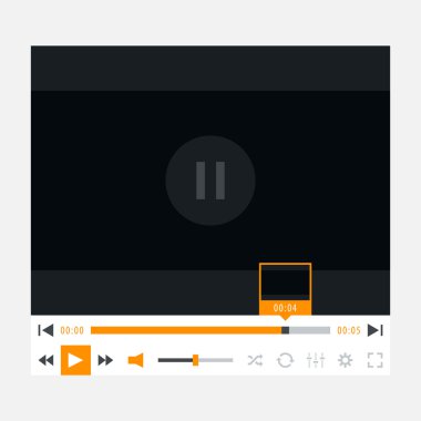 Media player UI arabirimi ile video yükleme bar ve ek film düğme. modern, klasik, karanlık tarzı. vektör çizimi web tasarım elemanı 10 EPS