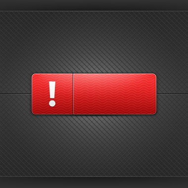 Beyaz ünlem işareti kırmızı yuvarlak dikdörtgen web düğmesine imzala. siyah metal zemin üzerine gölge ile parlayan şekli. Bu vektör 10 eps kurtardı. benim galeride daha fazla Internet düğme görmek