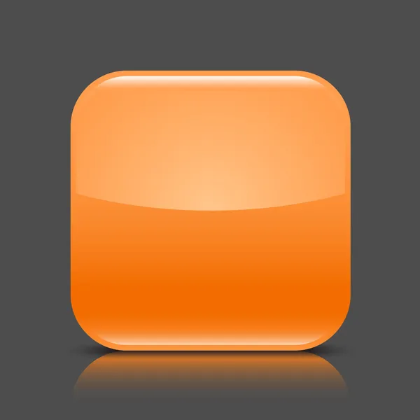 Naranja brillante botón web en blanco. Icono redondeado de forma cuadrada con sombra negra y reflejo de color sobre fondo gris oscuro. Esta ilustración vectorial creado y guardado en 8 eps — Archivo Imágenes Vectoriales