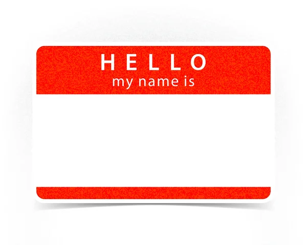 Red name tag empty sticker HELLO my name is with drop gray shadow on white background — Stock Vector