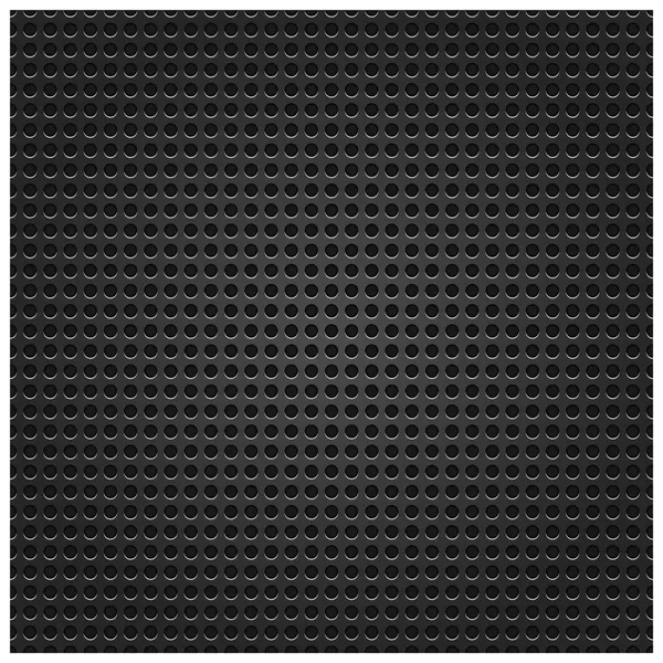 Seamless texture black metal surface dotted perforated background — Stock Vector