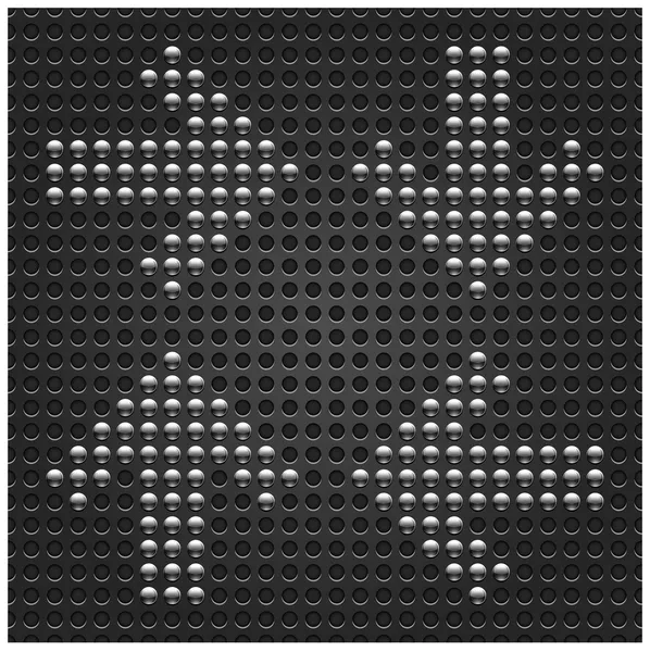 4 chroom metalen pijl wegwijzer op donker naadloze patroon. zwarte stip geperforeerd textuur achtergrond. deze vector-bestand opgeslagen in de indeling EPS-10 — Stockvector