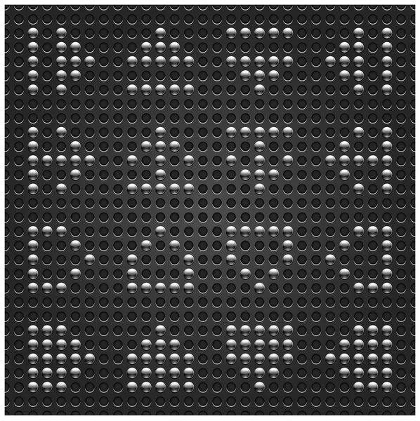 Chromované kovové šipkou na tečkované černé perforované textury pozadí. Tento vektorový obrázek soubor uložen ve formátu 10 eps — Stockový vektor