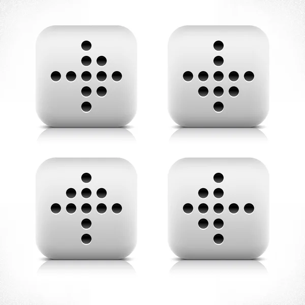 矢印記号デジタル表示黒のドット。石造りの web ボタン グレー丸め黒い影と白い背景の上の灰色の反射の正方形の形のアイコン。このベクトル図作成および 8 eps 形式で保存 — ストックベクタ