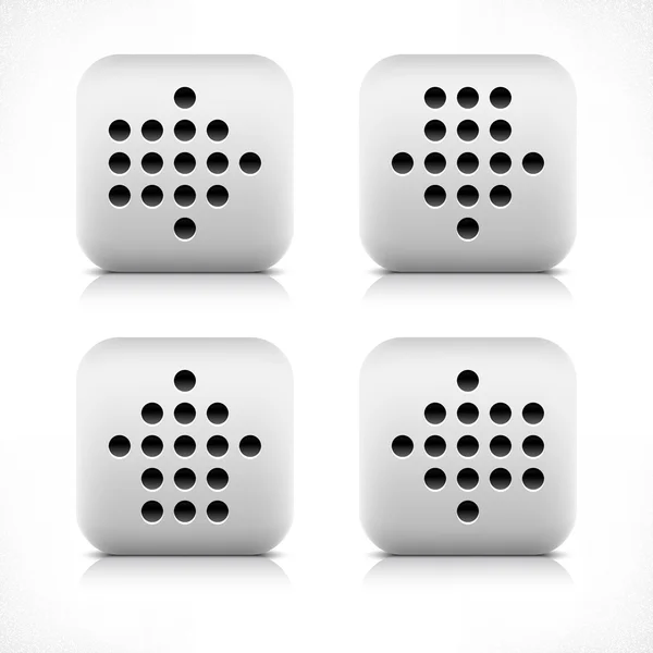 Stone black dotted arrow sign web button. Gray rounded square shape icon with reflection and shadow on white background. This vector illustration created and saved in 8 eps — 스톡 벡터