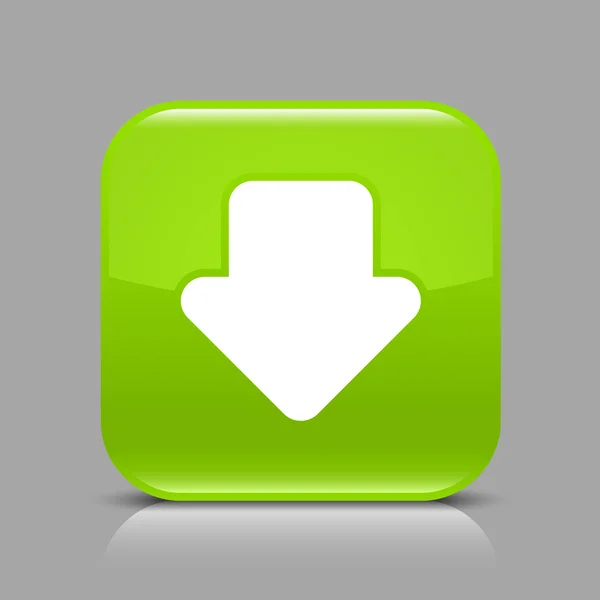 Groene glossy web knop met pijl download teken — Stockvector