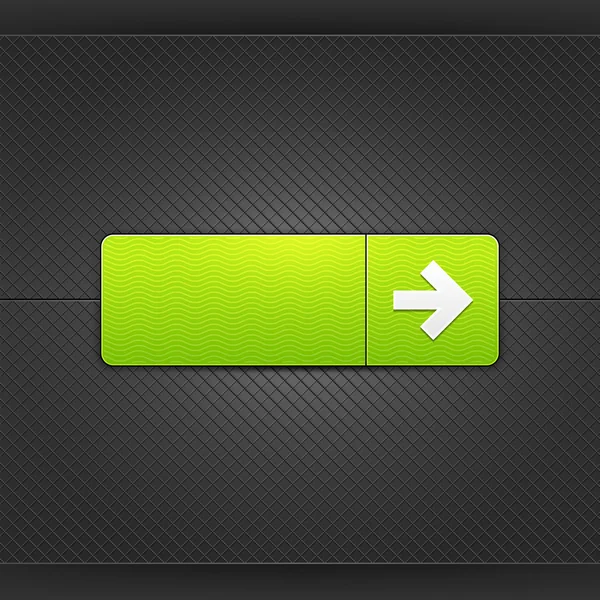 White right arrow sign on rounded rectangle web button. Glowing shape with drop shadow on black metal background. This vector illustrations saved in 10 eps. See more internet button in my gallery — Stock Vector