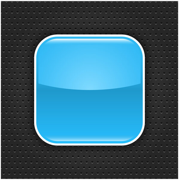 Blue glossy blank web 2.0 button with colored reflection on black background