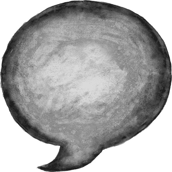 Black watercolor blank speech bubble dialog empty circle shape white background. Grayscale handmade technique aquarelle.This vector illustration clip-art design element saved in 10 eps — Stock Vector