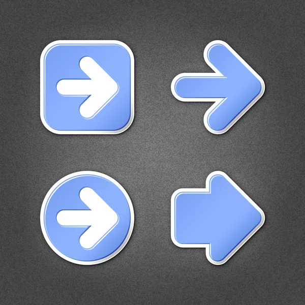 4 panah stiker biru menandai ikon web - Stok Vektor