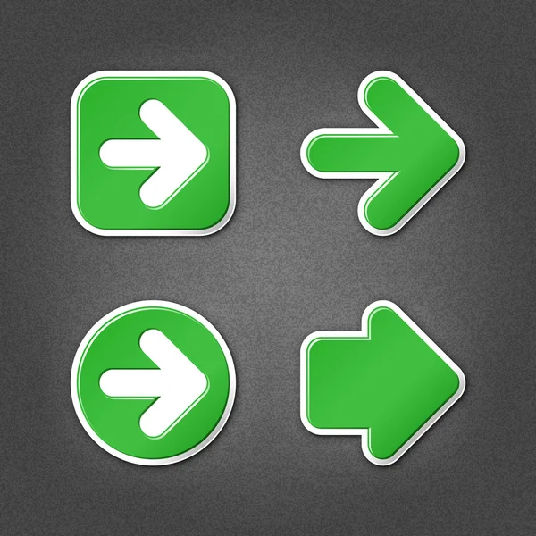 4 green sticker arrow sign web icon — Stock Vector